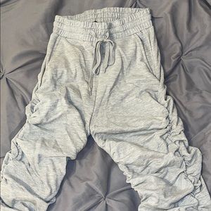 Grey stacked pants